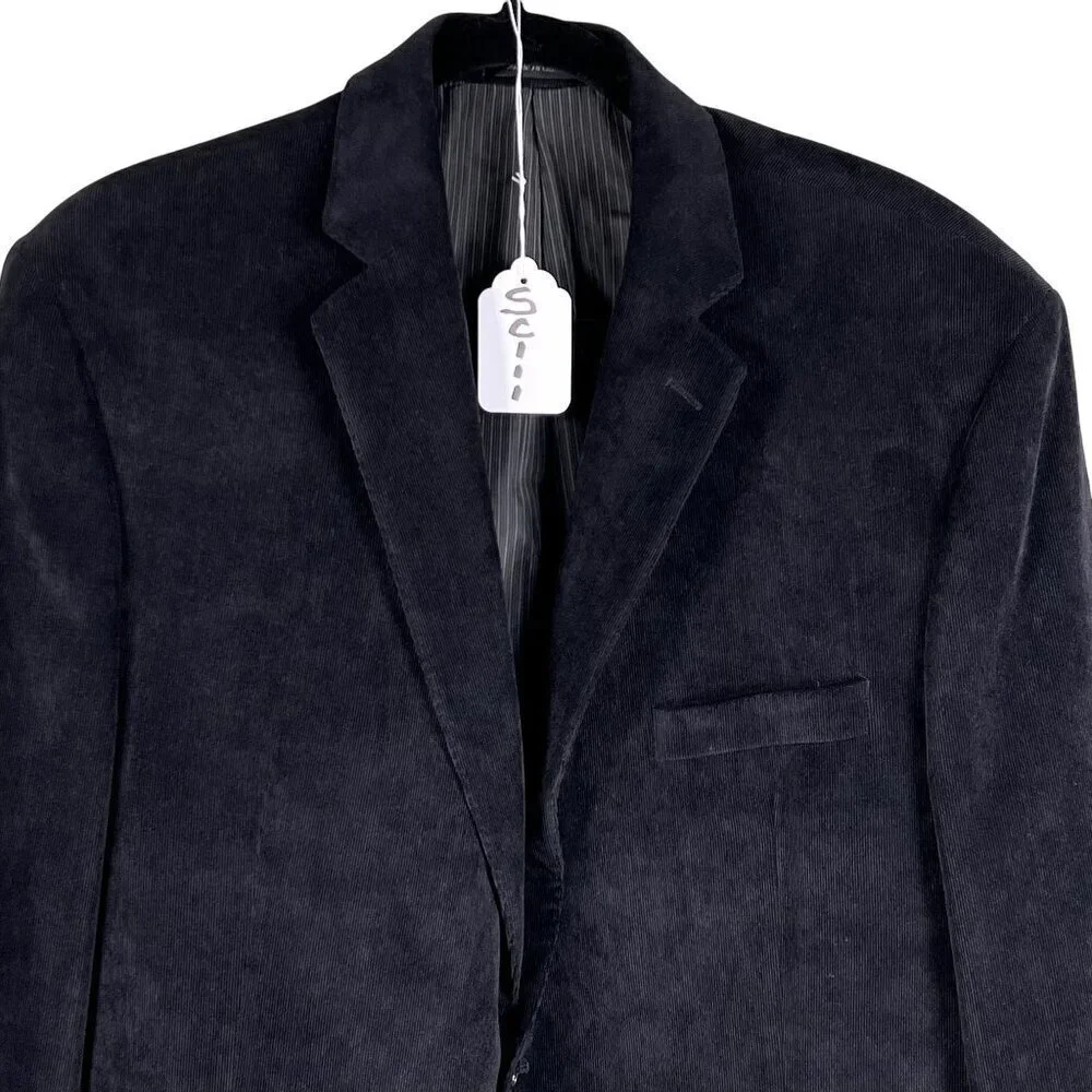 Calvin Klein Mens 46R Black Corduroy Blazer Sport Coat Double Vented Holiday
